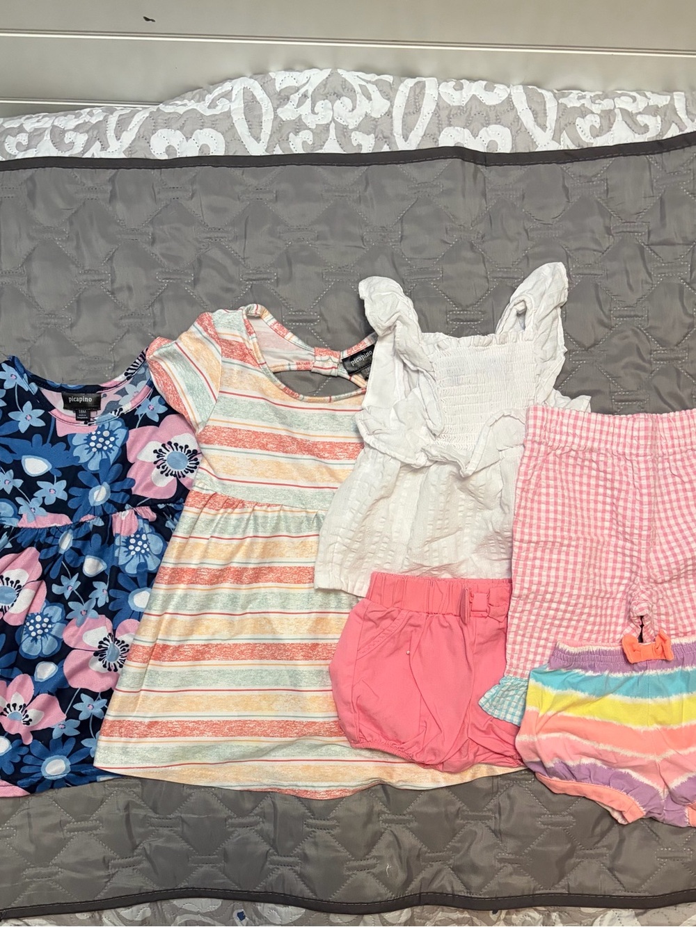 Kids Multicolor Casual Matching Set with Pink Shorts and White Top